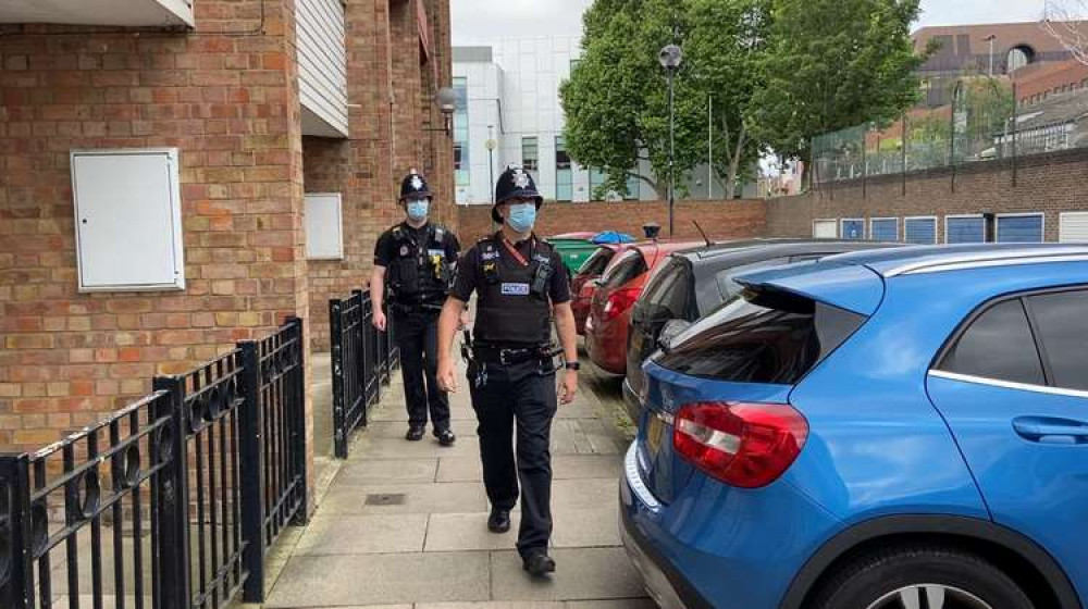 Police officers on patrol in Grays.