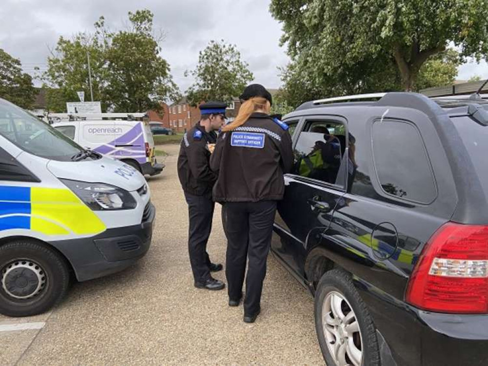 PCSOs speak to a driver in Tilbury.