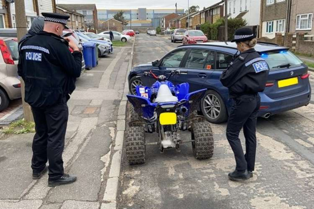 Officers pull over a quad biker in Tilbury.