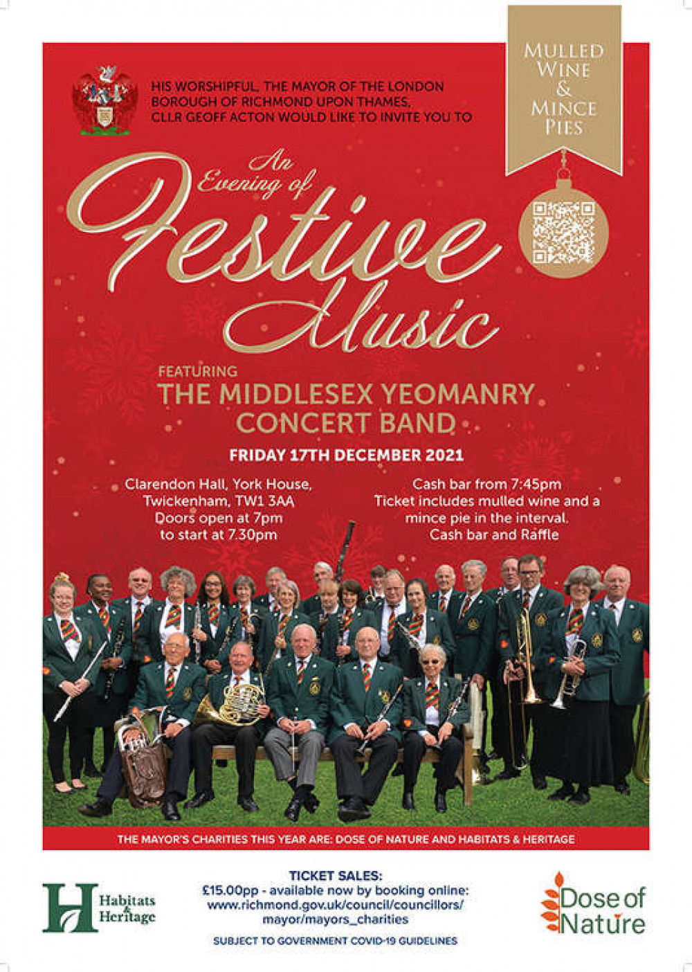 Join the Mayor of Richmond for the annual Christmas concert featuring the wonderful musicians from The Middlesex Yeomanry Concert Band.