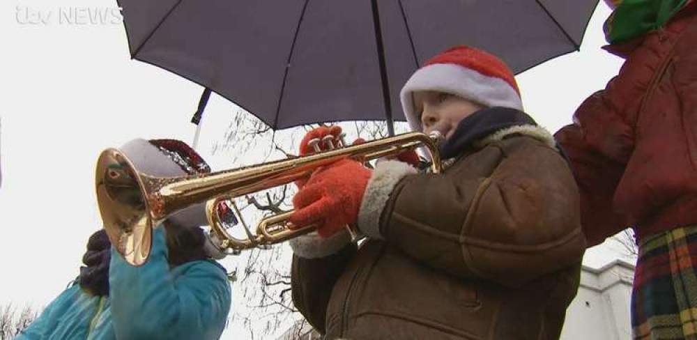 A boy from Twickenham will be completing a 12 day fundraising effort today – Wednesday - with a trumpet solo at Kingston Hospital. Credit: ITV. A boy from Twickenham will be completing a 12 day fundraising effort today – Wednesday - with a trumpet solo at Kingston Hospital. Credit: ITV.