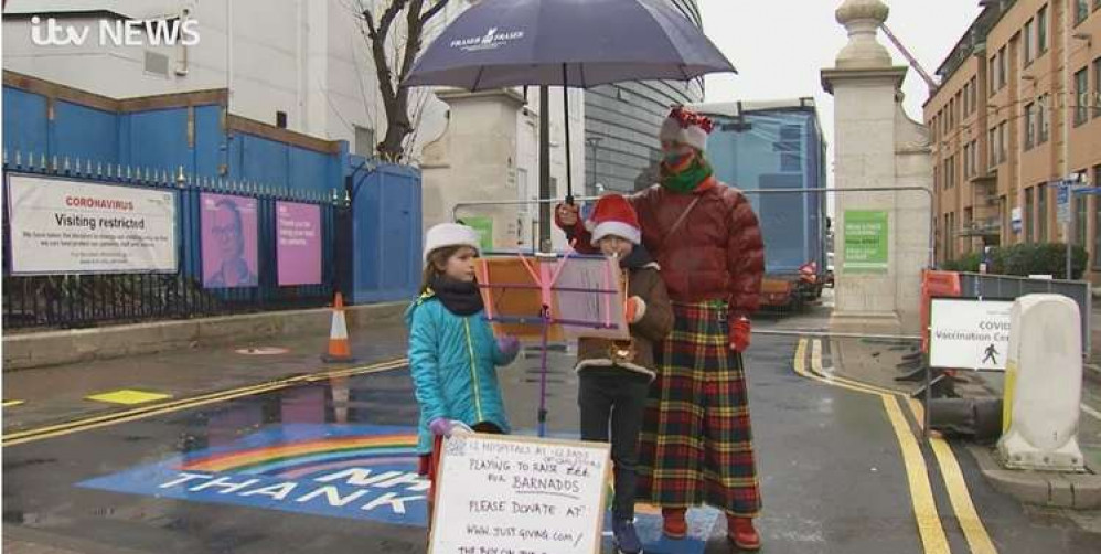 Nelson, who has been supported by sister Kaja, set himself the challenge of playing Christmas songs on his trumpet at 12 different hospitals over the 12 days of Christmas. Credit: ITV. Nelson, who has been supported by sister Kaja, set himself the challenge of playing Christmas songs on his trumpet at 12 different hospitals over the 12 days of Christmas. Credit: ITV.