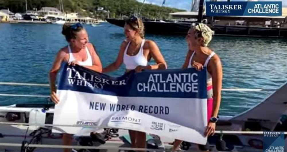 The girls have set a new world record for rowing the Atlantic as a female trio The girls have set a new world record for rowing the Atlantic as a female trio
