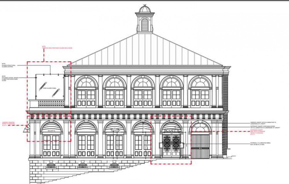 The proposal involves major changes to the building, including creating a vast new glass canopy, which would allow diners to eat in comfort all year round while enjoying the view of the river and the historic Richmond Bridge. The proposal involves major changes to the building, including creating a vast new glass canopy, which would allow diners to eat in comfort all year round while enjoying the view of the river and the historic Richmond Bridge.