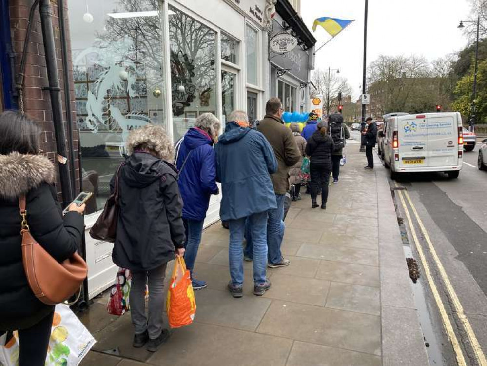 The Prosperity Café in York Street has seen long queues outside as residents from across Richmond drop off items needed by those fleeing the conflict.