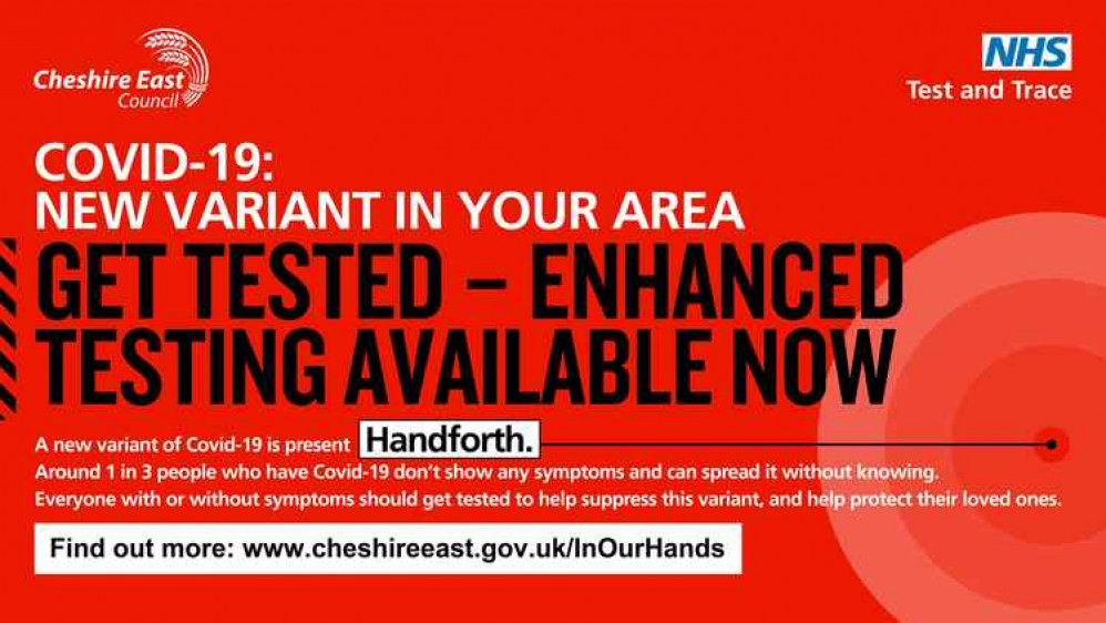 You can head to Handforth's new centre from 10.30am - 2.30pm - for your FREE confirmatory PCR test. (Image - Cheshire East Council)