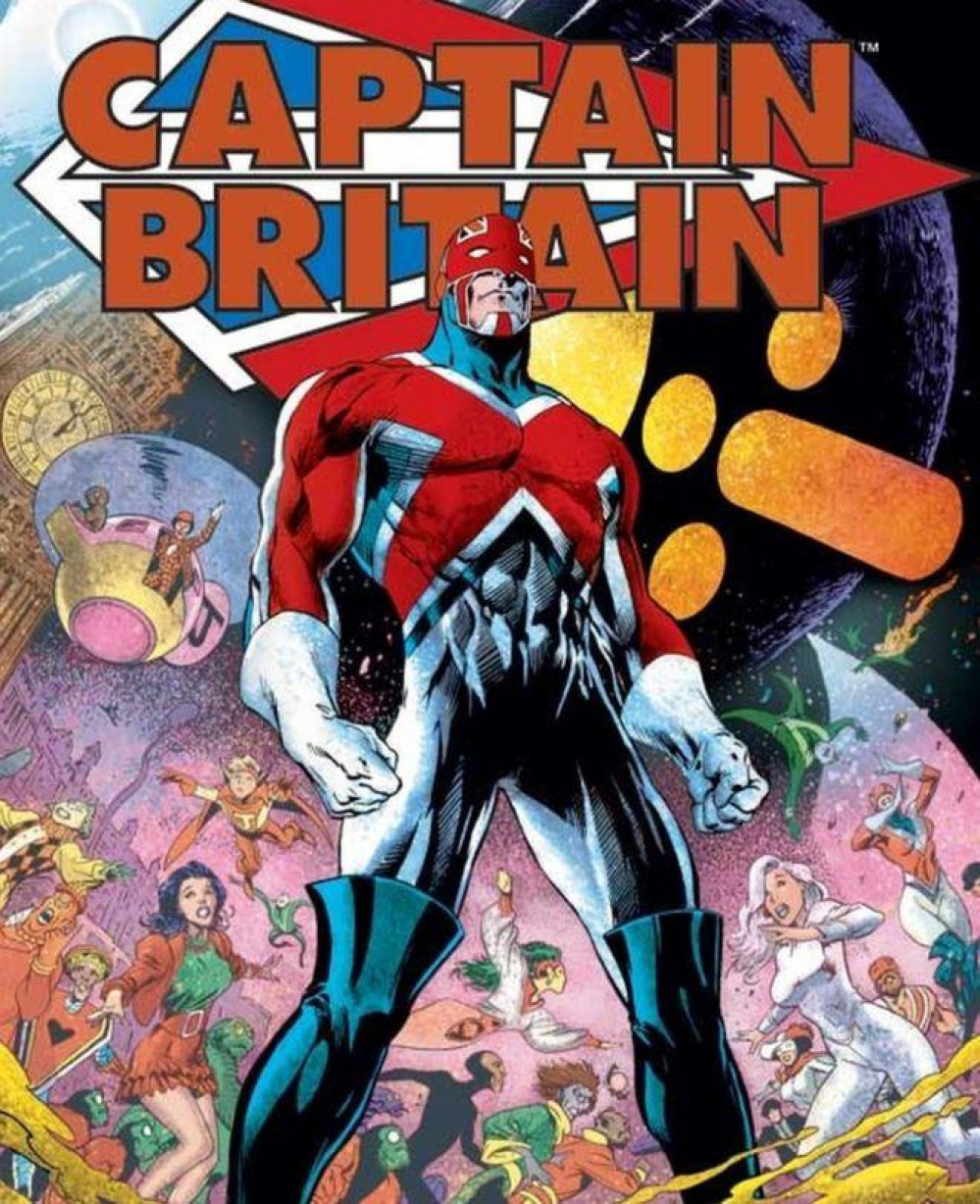 Cover of Captain Britain trade paperback edition (2005). Art by Alan Davis