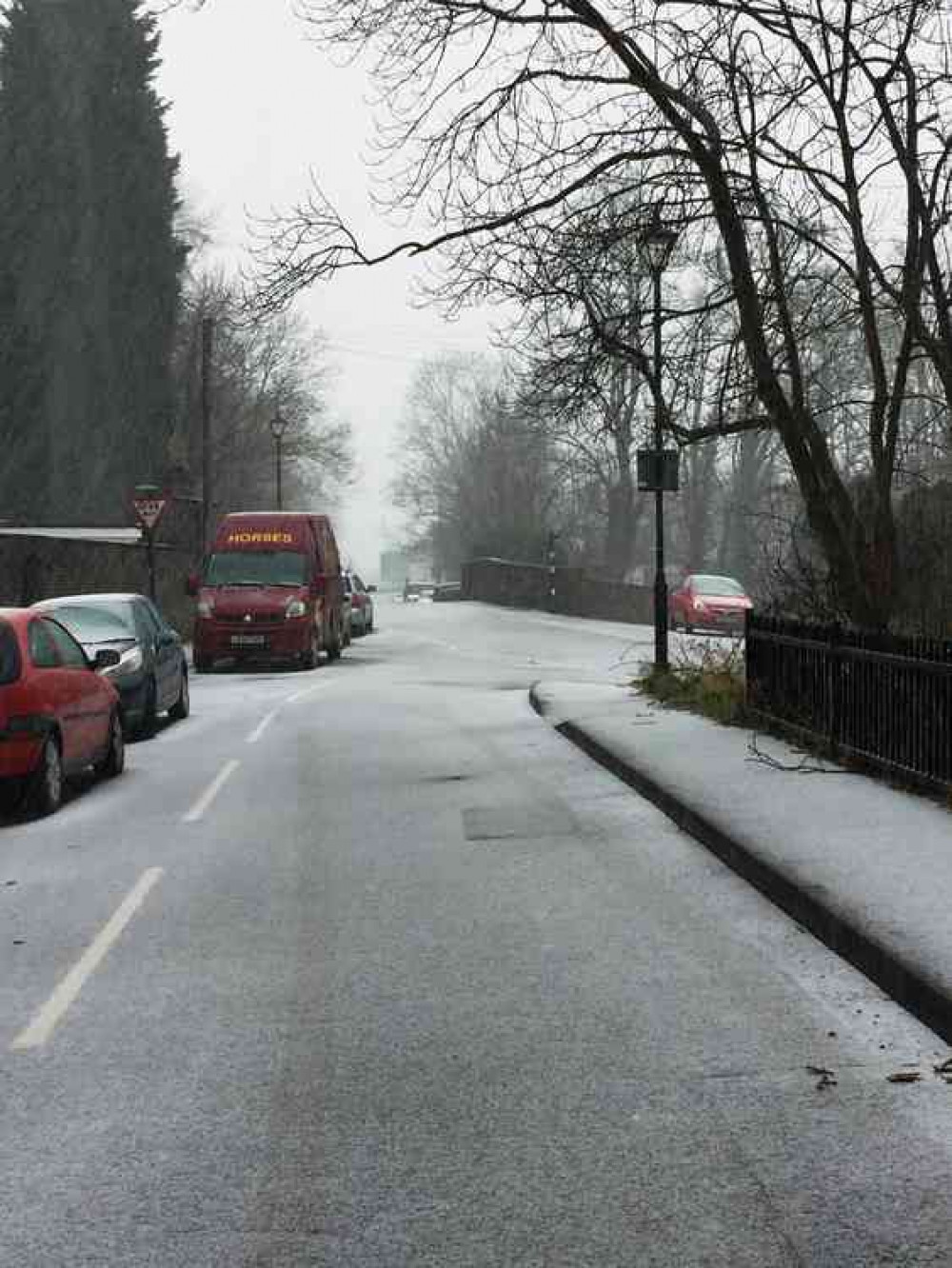 Brrr: Starting to fall in Old Watling Street, Atherstone