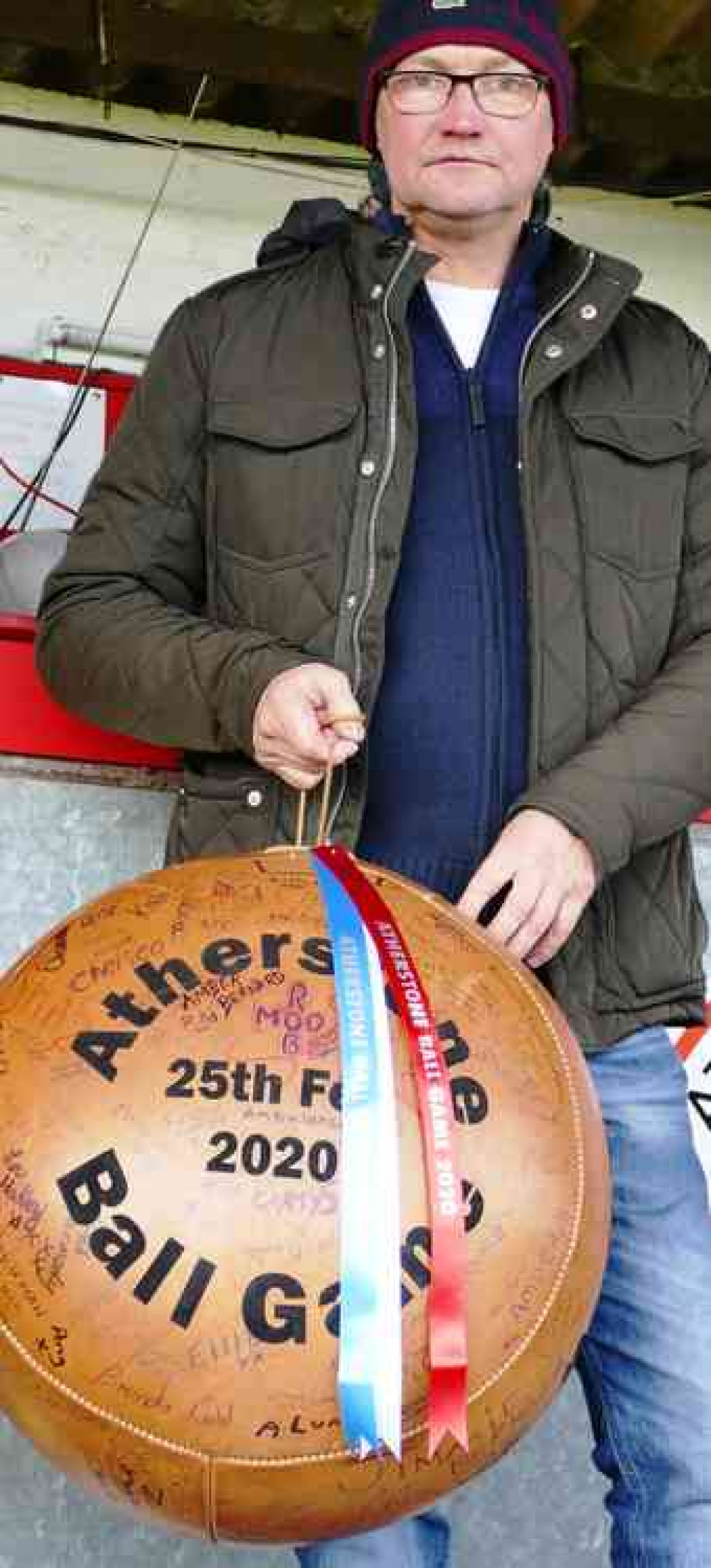 Holding on to tradition: Atherstone Ball Game chairman Rob Bernard, watching the Adders in their drawn FA Vase tie on Saturday