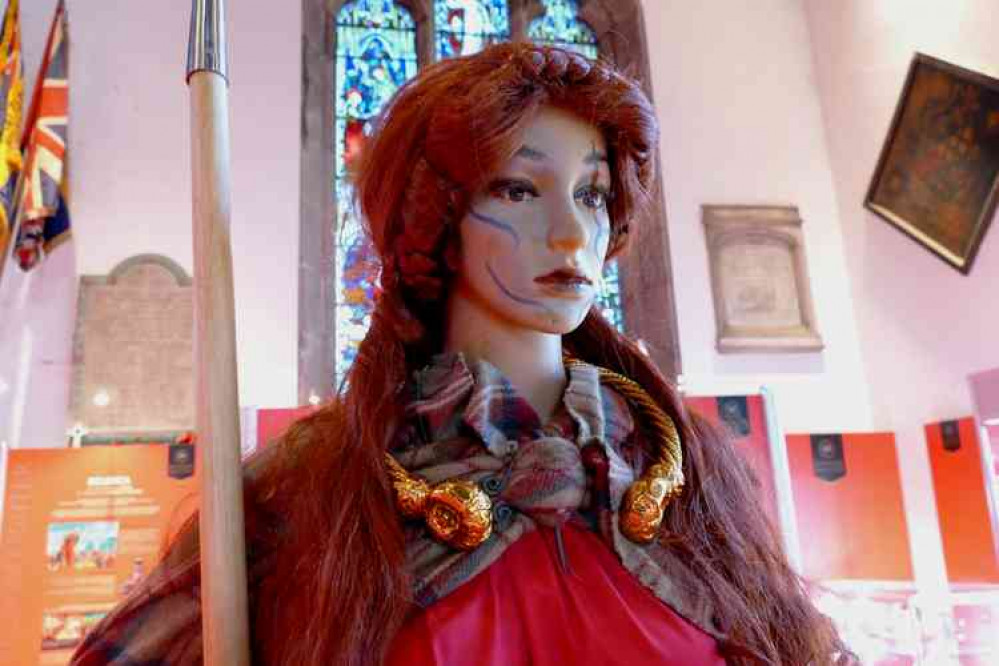 Face of the warrior: Boudica in the cente of the Mancetter exhibition          Pictures by Nick Hudson