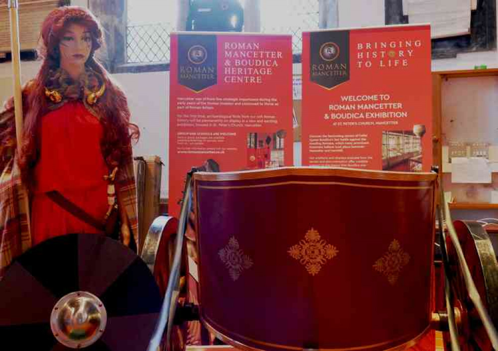 Glimpse into the past: The exhibition's model of Boudica by the side of a Roman chariot