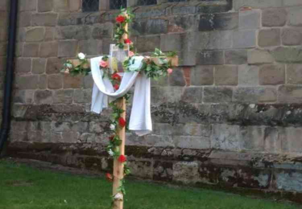 The Easter cross: Outside St Peter's church, Mancetter