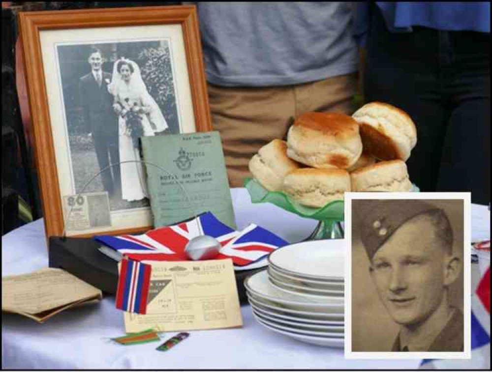 Table laid: In memory of RAF airman John Cooke, inset