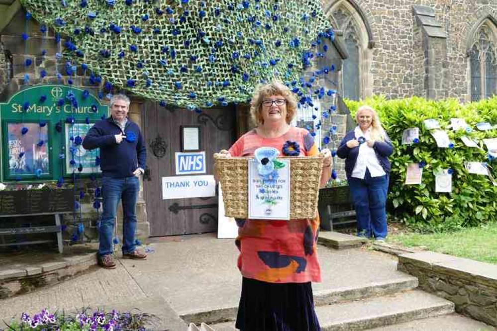 Blue, blue Tuesday: Poppy appeal launch with MP Craig Tracey, Councilor Angie Spencer, far right, and Yvonne Stone, centre