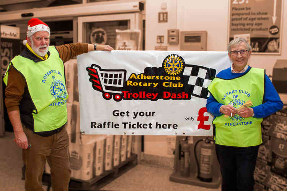 Trolley dash: Rotarians Dave Atkin, left, and John Humphreys at the Co-op