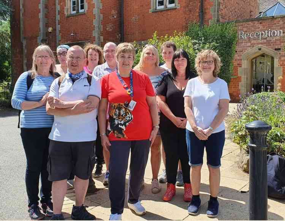 Best foot forward: The Co-op team reach half way, arriving at Twycross Zoo