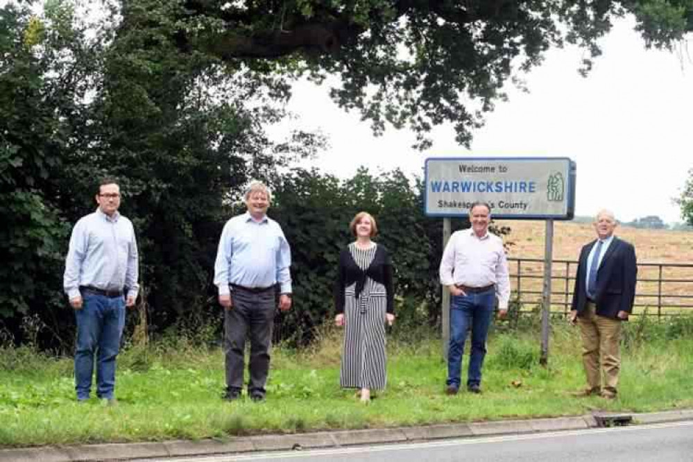 United: Five leaders, from left, Sebastian Lowe (Rugby), Tony Jefferson (Stratford-upon-Avon), Julie Jackson (Nuneaton and Bedworth), Andrew Day (Warwick), David Humphreys (deputy leader North Warwickshire)