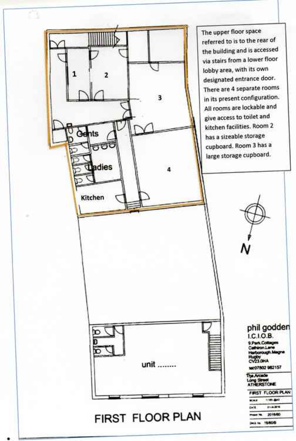 Upstairs floor plan for Atherstone Arcade