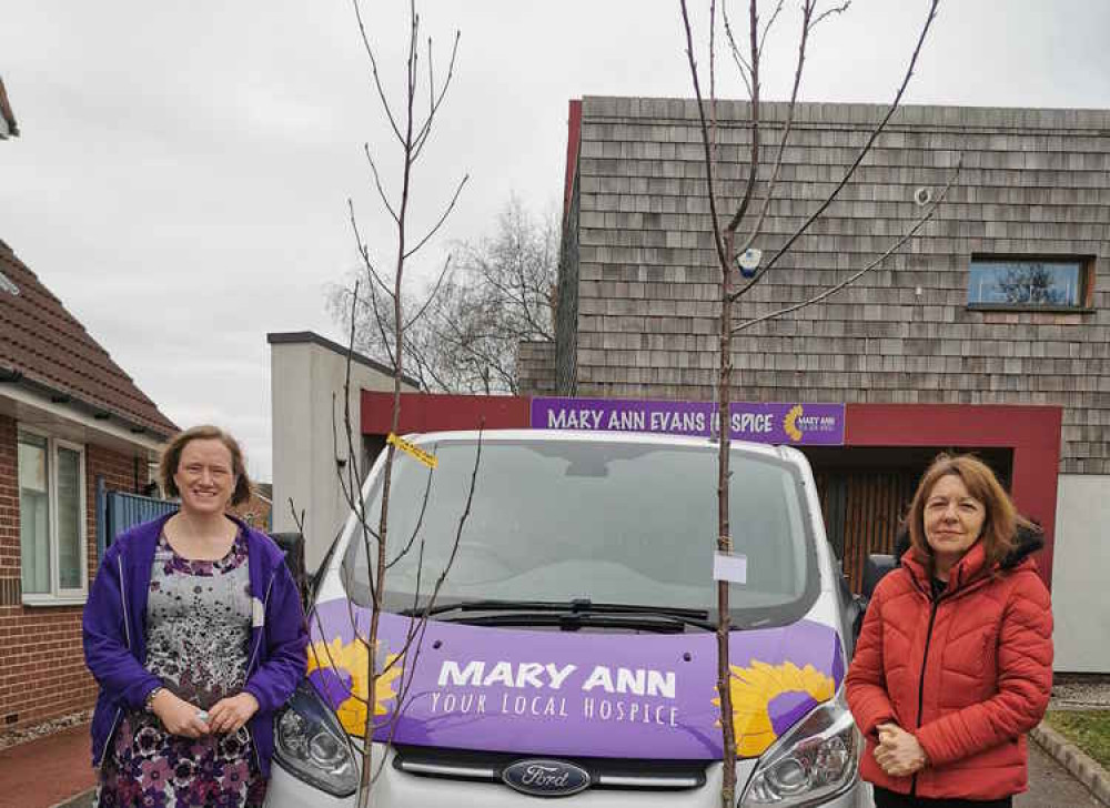 From left, Elizabeth Hancock (Mary Ann Evans Hospice) with Jeanette Whyman (Wright Hassall)