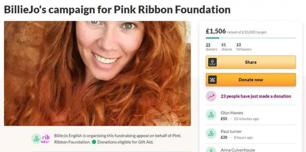 BillieJo is raising money for The Pink Ribbon Foundation BillieJo is raising money for The Pink Ribbon Foundation