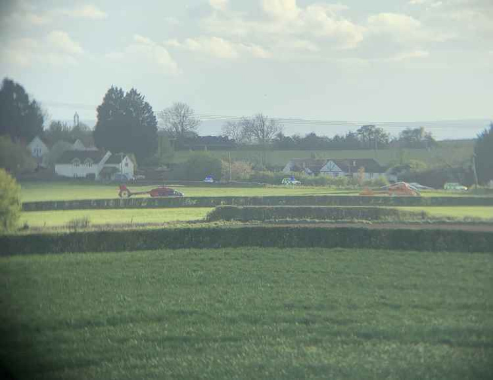 Air ambulances and emergency services at the scene of the crash yesterday (Photo: Simon Porter) Air ambulances and emergency services at the scene of the crash yesterday (Photo: Simon Porter)