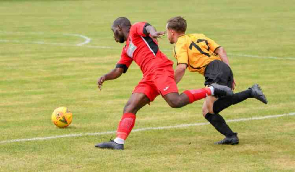 Battling it out: Isa Abraham who went close against the visitors . . . Picture by Gary McGuffog