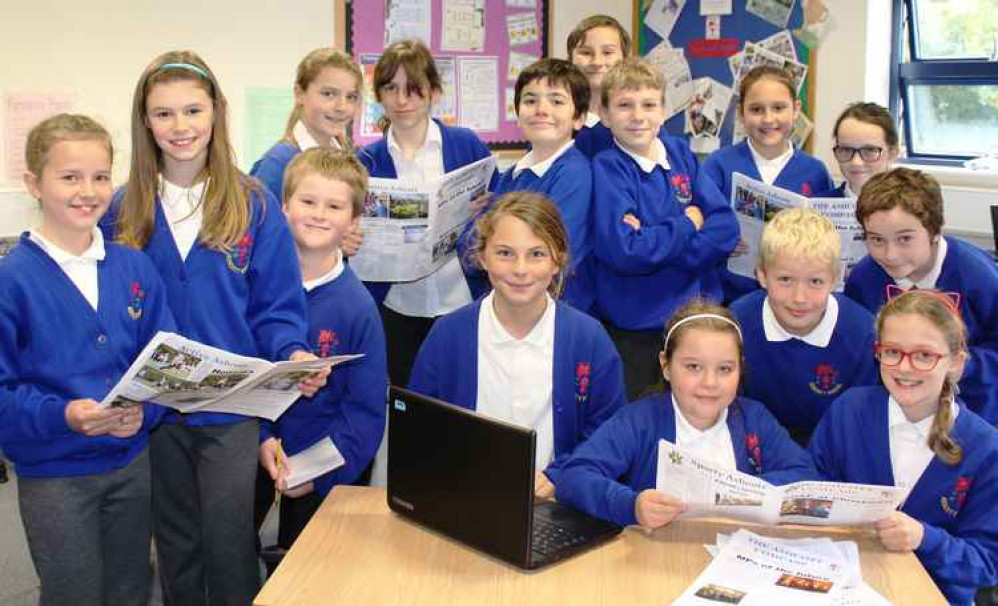 Pupils involved in producing the Ashcott Compass