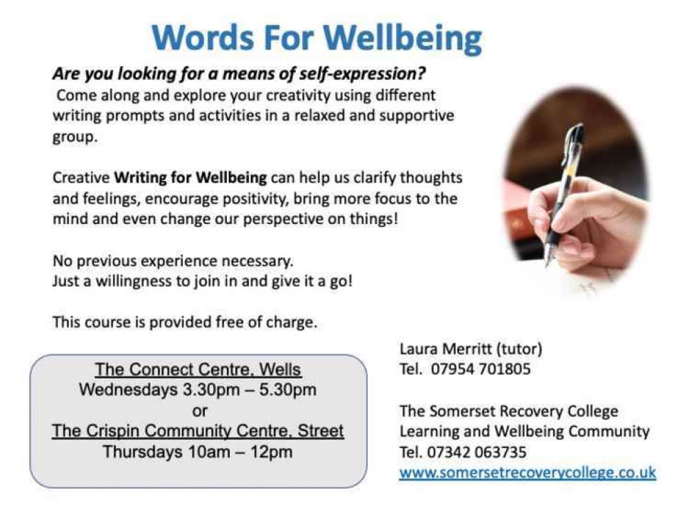 A Words for Wellbeing course is being held in Street A Words for Wellbeing course is being held in Street
