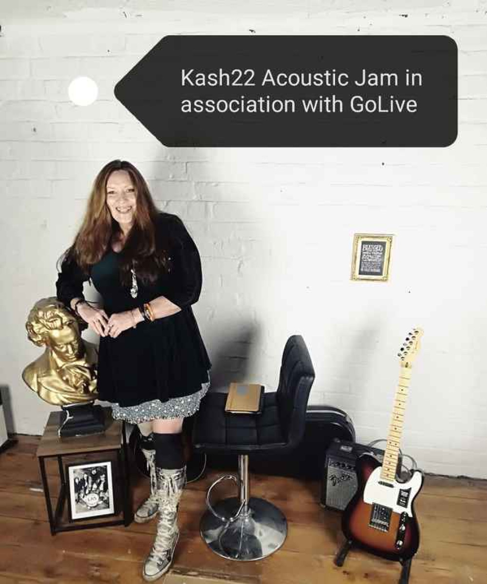 Jo Jo Gleave in Mark Bleasdale's Helsby studio, ready for GOlive's open mic night Jo Jo Gleave in Mark Bleasdale's Helsby studio, ready for GOlive's open mic night