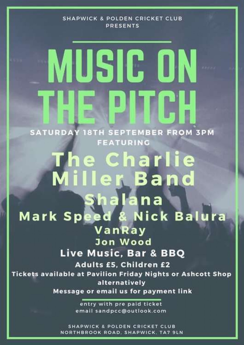Music on the Pitch will take place in Shapwick this week Music on the Pitch will take place in Shapwick this week