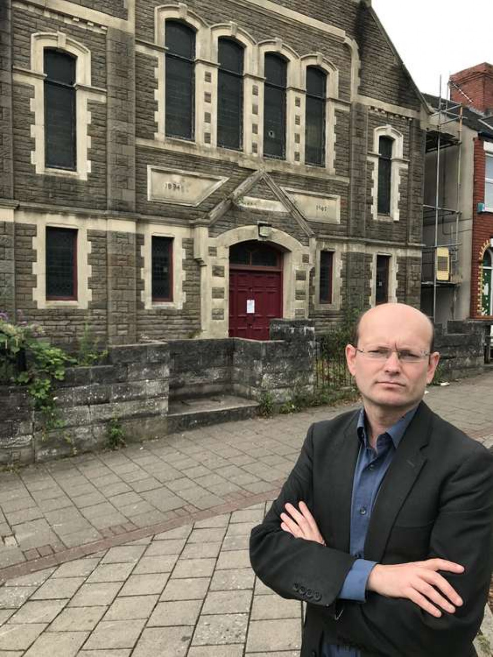 Councillor Ian Johnson standing in front of New Jerusalem Church, on Tynewydd Road in Barry Councillor Ian Johnson standing in front of New Jerusalem Church, on Tynewydd Road in Barry