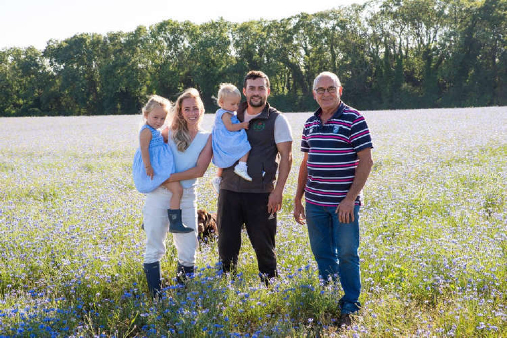 Kelly Ball, Rhys Jenkins and their two daughters, and Gethin Jenkins, at Model Farm Kelly Ball, Rhys Jenkins and their two daughters, and Gethin Jenkins, at Model Farm