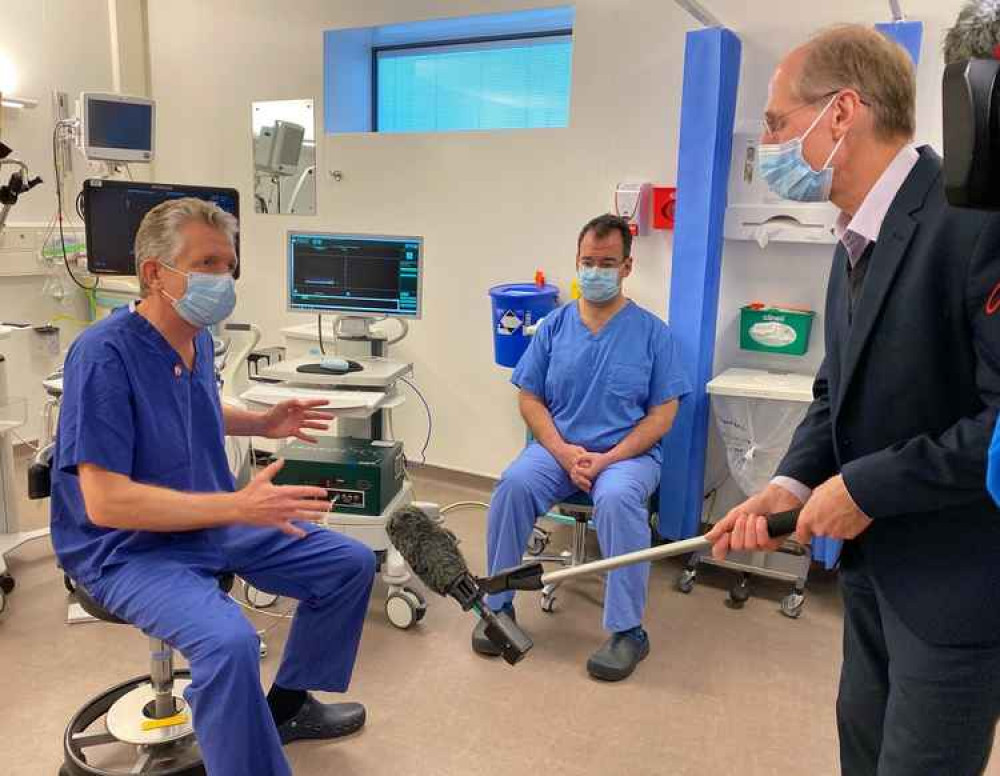 The handover was featured on the Wednesday evening news bulletin on BBC South Today. Dr Langley is pictured talking to the presenter.