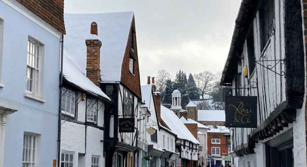 Church Street roofs with a light blanket of snow.