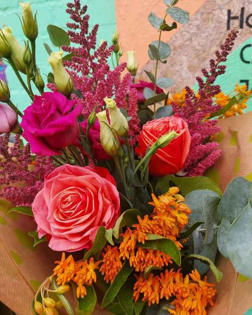 Rose bouquet from The Godalming Greenhouse.