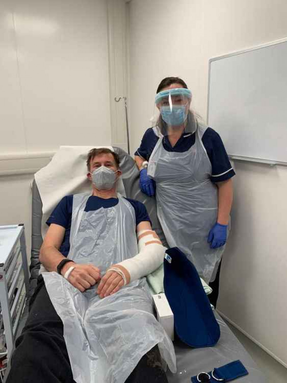 Mr Hunt in hospital with 'brilliant' nurse Charlotte.