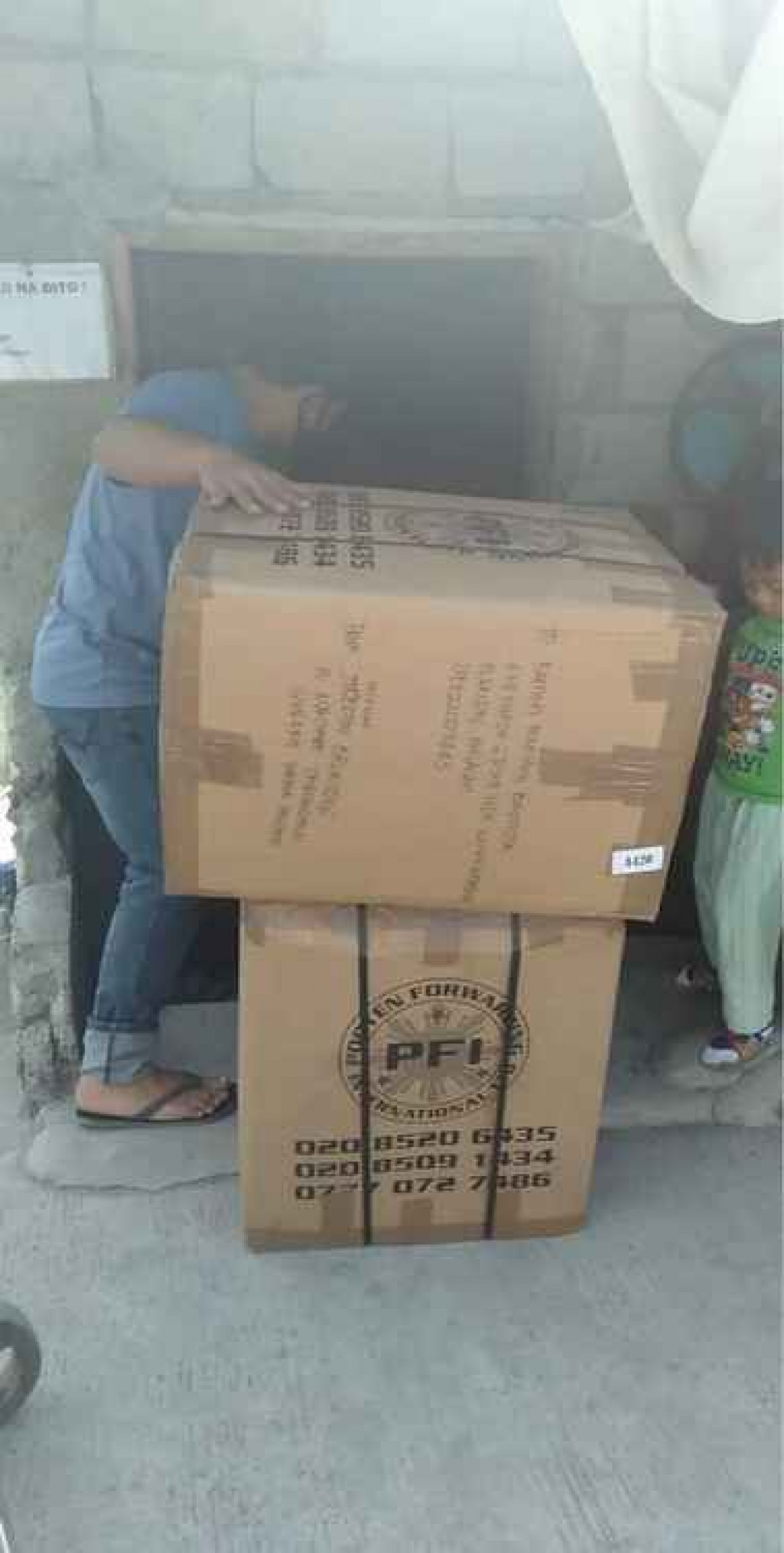 Boxes arriving in the Philippines.