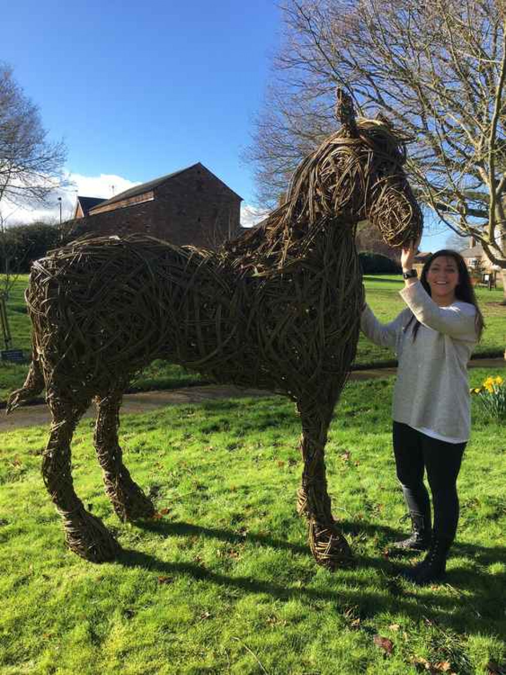 Sarah with one of her life-size horses!