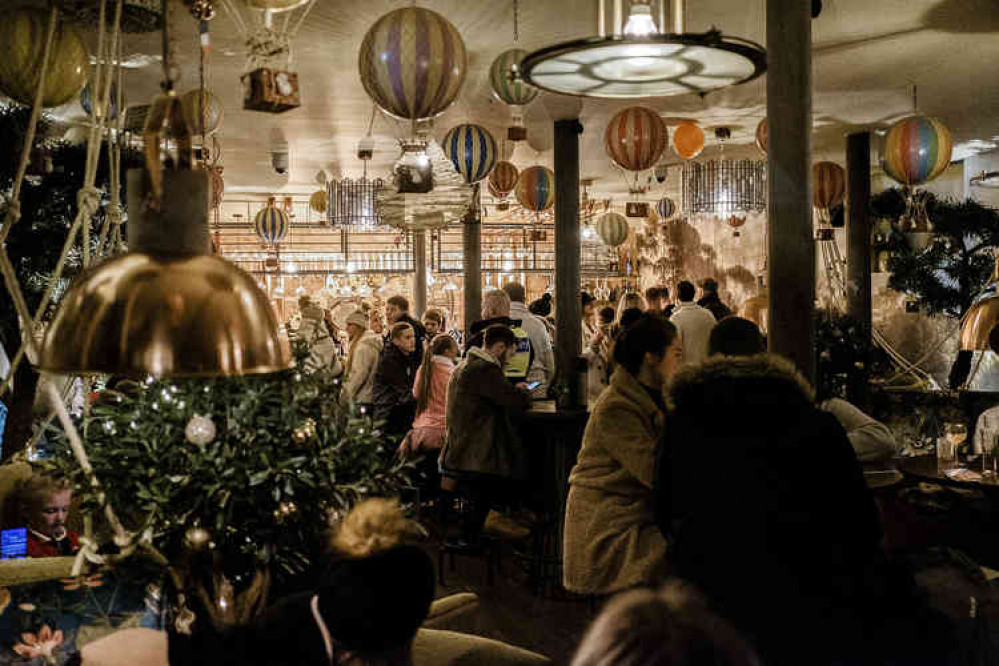 Visitors enjoy drinks and entertainment in The Balloon Bar at the Engine Yard. Photo: Jonathan Flint