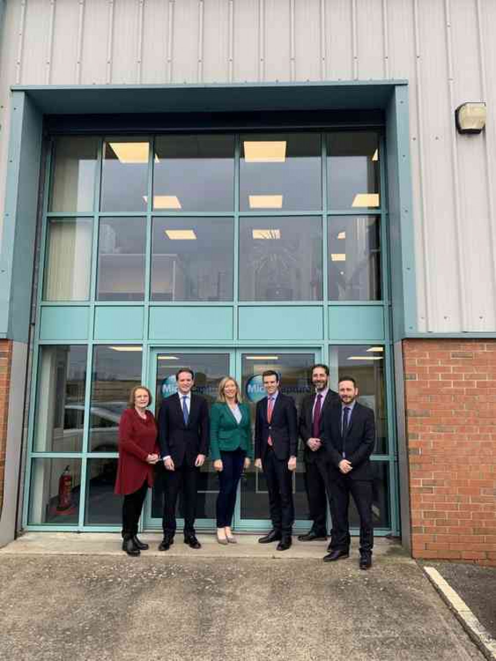 l-r: Carol Brown (Microcapture), Gareth Davies MP, Sam Fells (Microcapture), Coun Kelham Cooke, Steve Bowyer (InvestSK) and Jon Hinde (InvestSK).