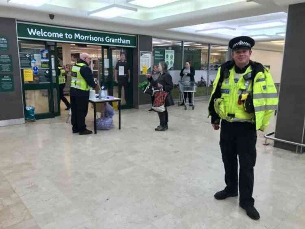 Sgt Tim Hewson in Morrisons at Grantham