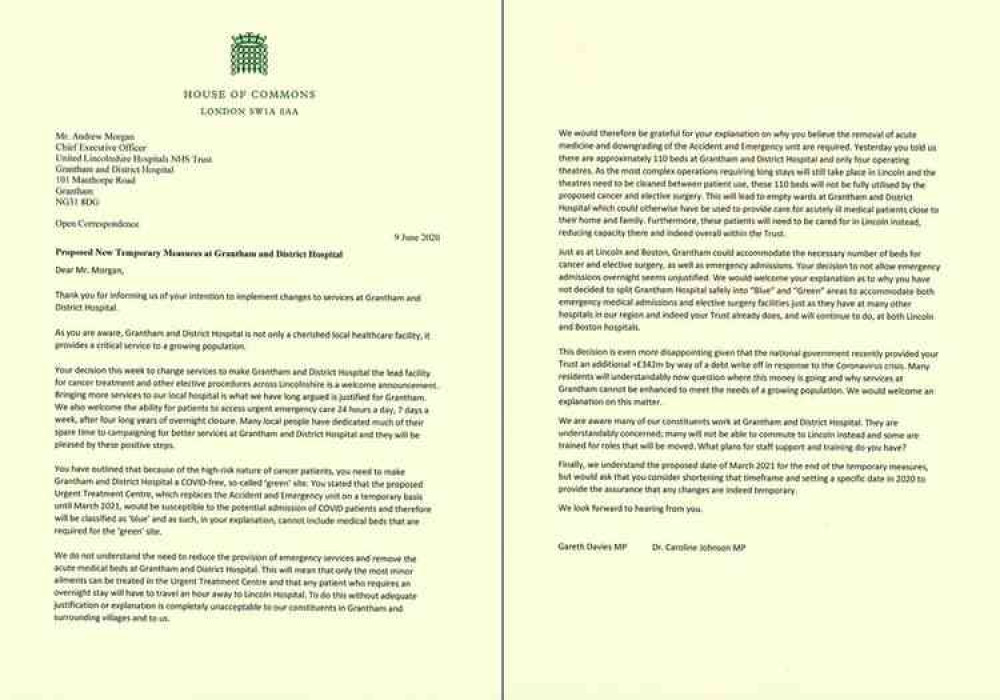 The letter the MPs sent to Mr Morgan