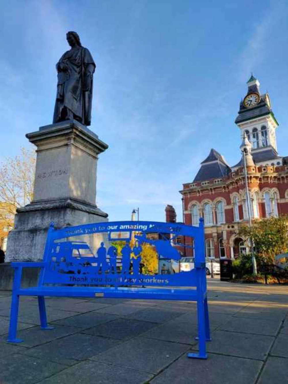 The bench before it was moved into place