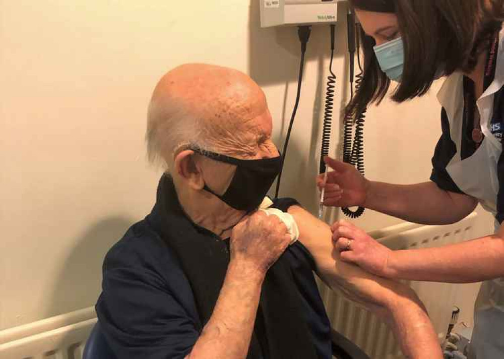 Coun Mike Exton of Stamford receives his first vaccination in Stamford