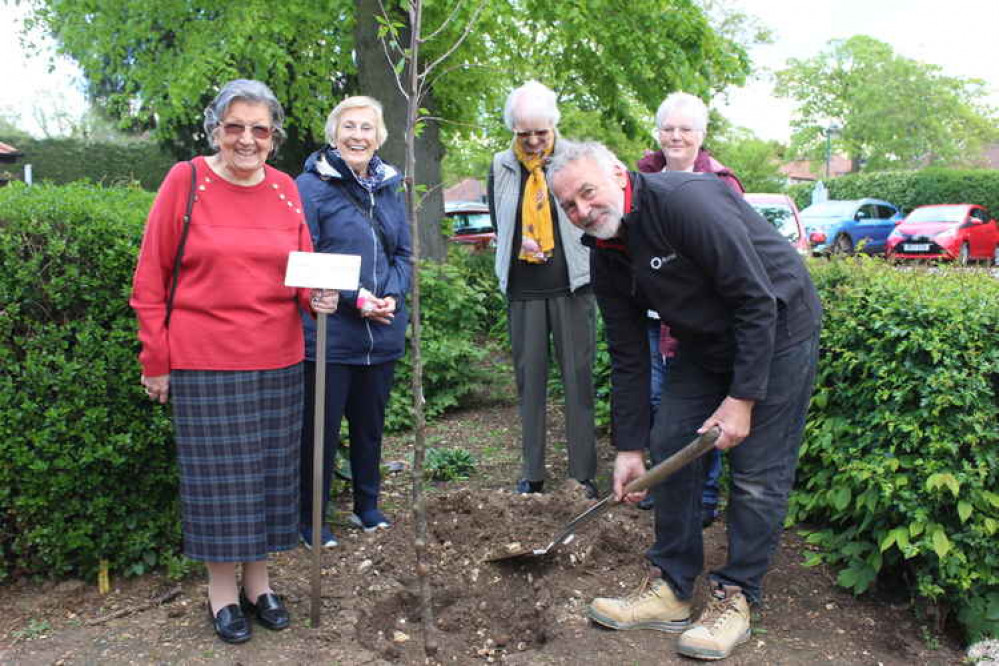 Cllr Jacky Smith with Norah English's nephew and godson David English and friends Sue Harkins, Janet Handley and Ann Fowler.