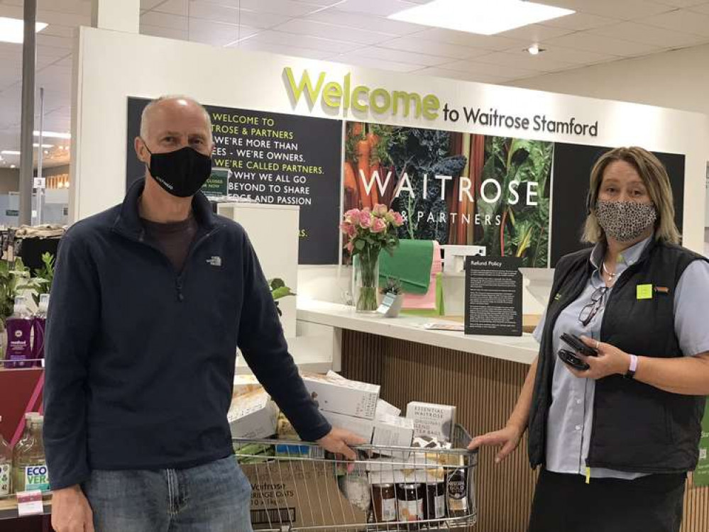 Keith Busfield collecting a sizeable food donation from Waitrose, Stamford