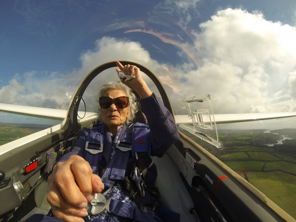 Kate Orchard enjoying a ride in the glider. Credit: Steve Chatterley. 