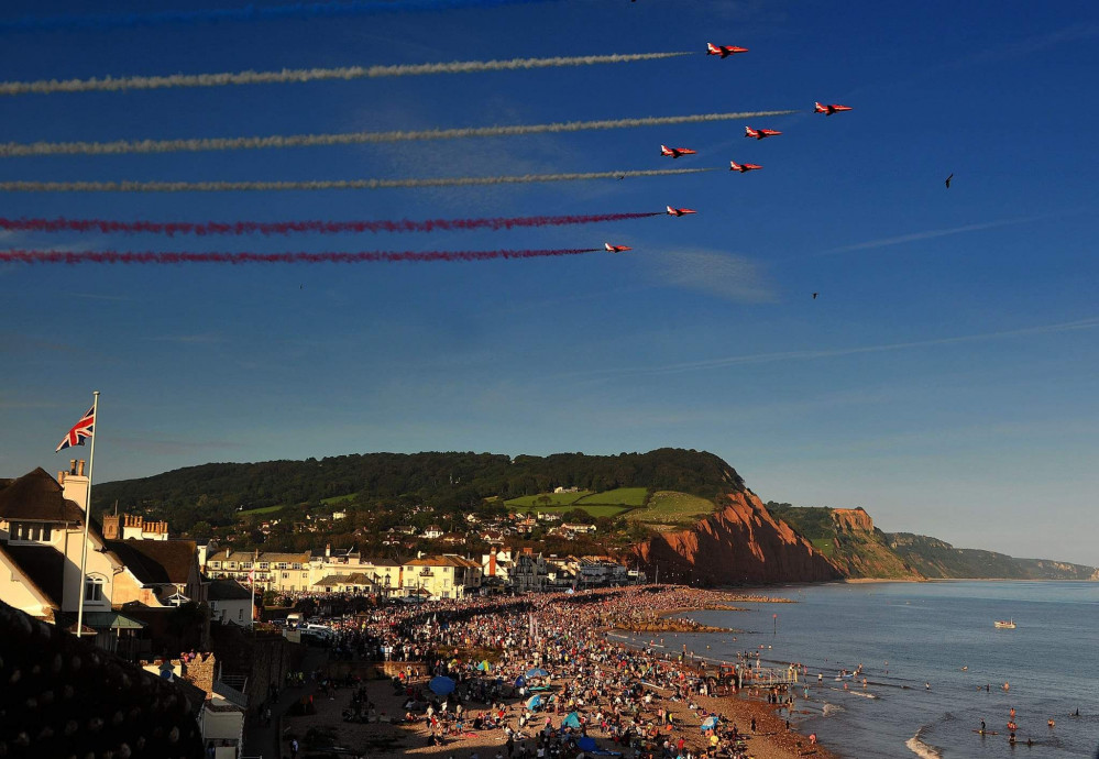 The Red Arrows flying over Sidmouth