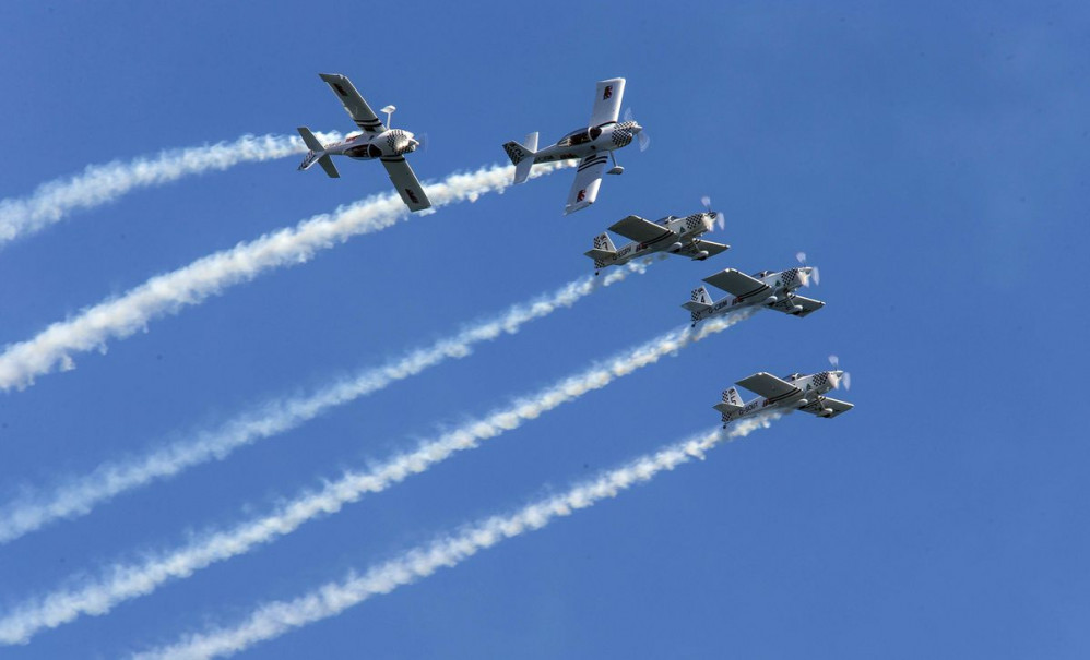 Team Raven, an aerobatic team flying a five plane formation of the ultra-manoeuvrable Van's RV-8 aircraft, will appear in Sidmouth for the first time