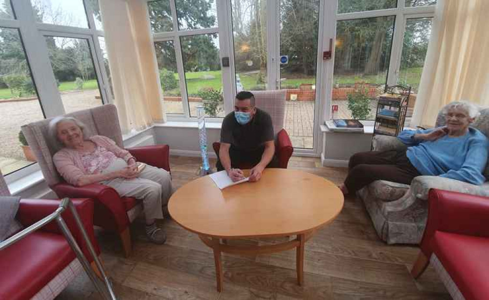 Pete Vano with Yolanda Farthing and June Ede (Picture: Hadleigh Nursing Home)